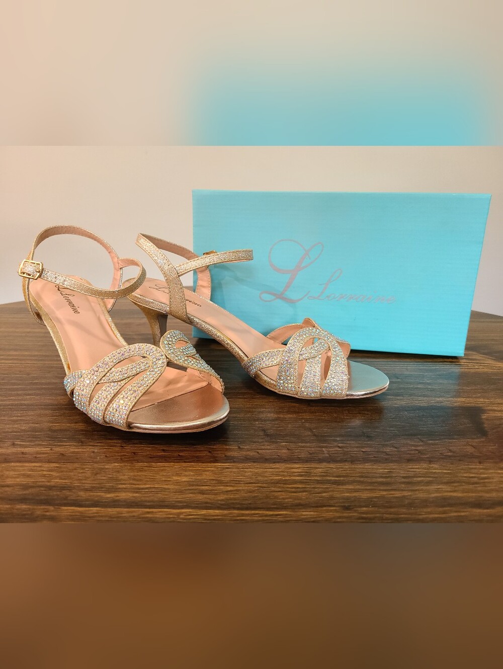 Lauren Lorraine - Women's Nude Glitter Strappy Heels